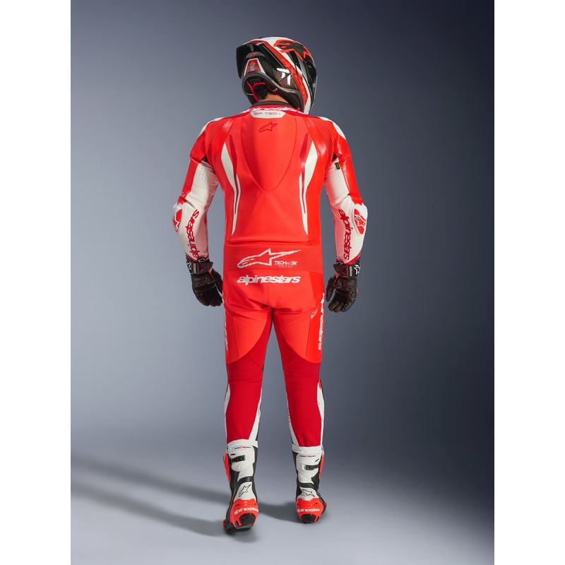 Alpinestars GP TECH V5 yksiosainen moottoripyöränahkapuku, fluoresoiva punainen-punainen-valkoinen