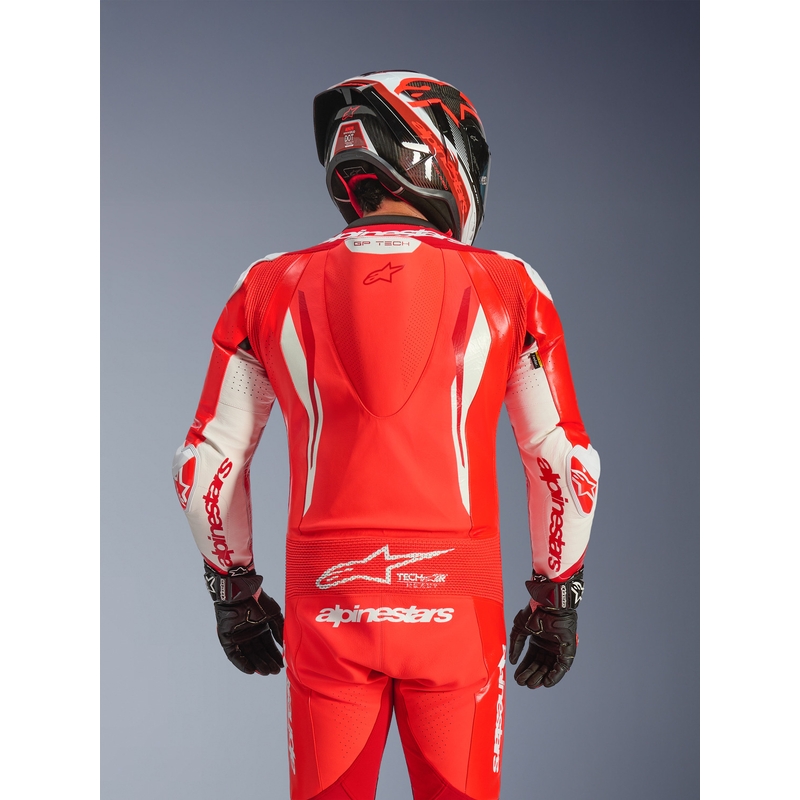 Alpinestars GP TECH V5 yksiosainen moottoripyöränahkapuku, fluoresoiva punainen-punainen-valkoinen