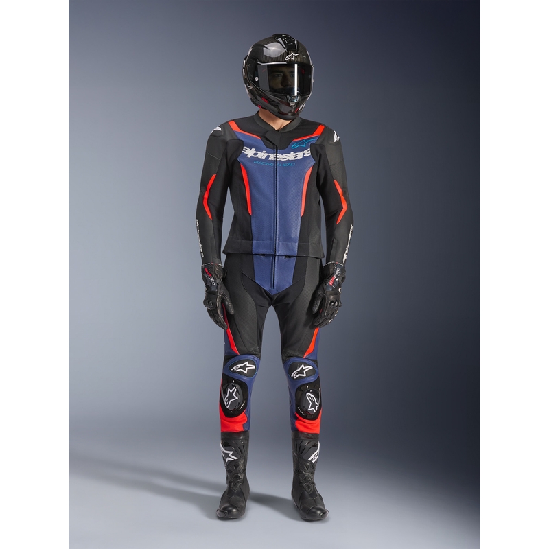 Alpinestars GP Force V2 kaksiosainen moottoripyöräpuku musta-sini-fluo-punainen