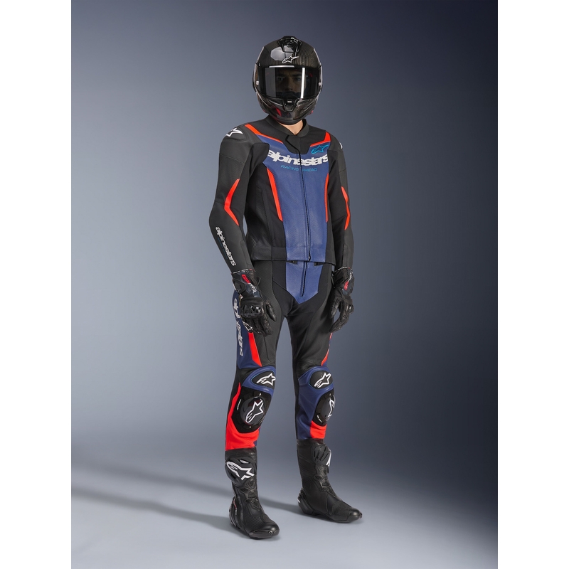 Alpinestars GP Force V2 kaksiosainen moottoripyöräpuku musta-sini-fluo-punainen