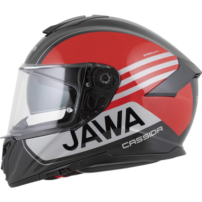 Cassida Integral GT 2.1 Jawa Sport -moottoripyöräkypärä, musta-helmenpunainen-hopea