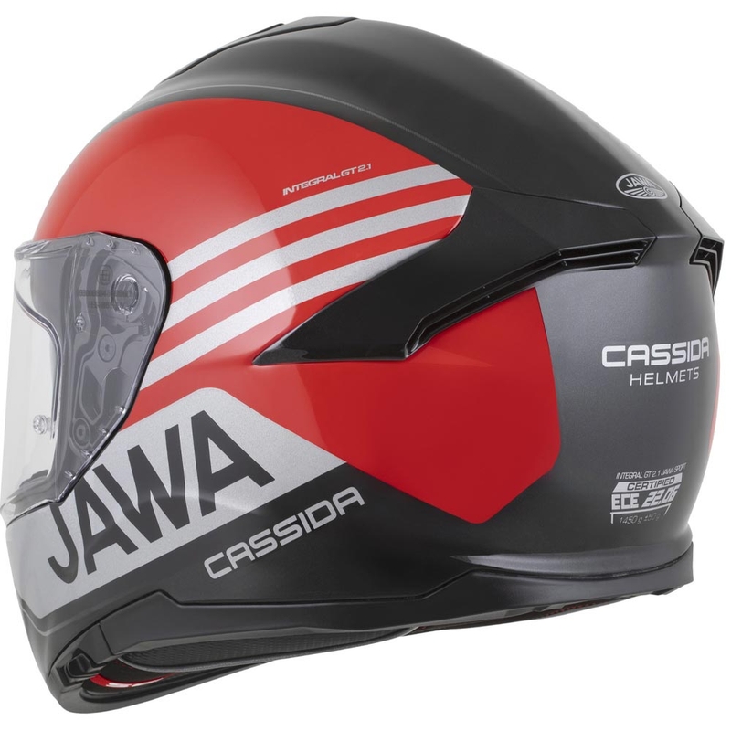 Cassida Integral GT 2.1 Jawa Sport -moottoripyöräkypärä, musta-helmenpunainen-hopea