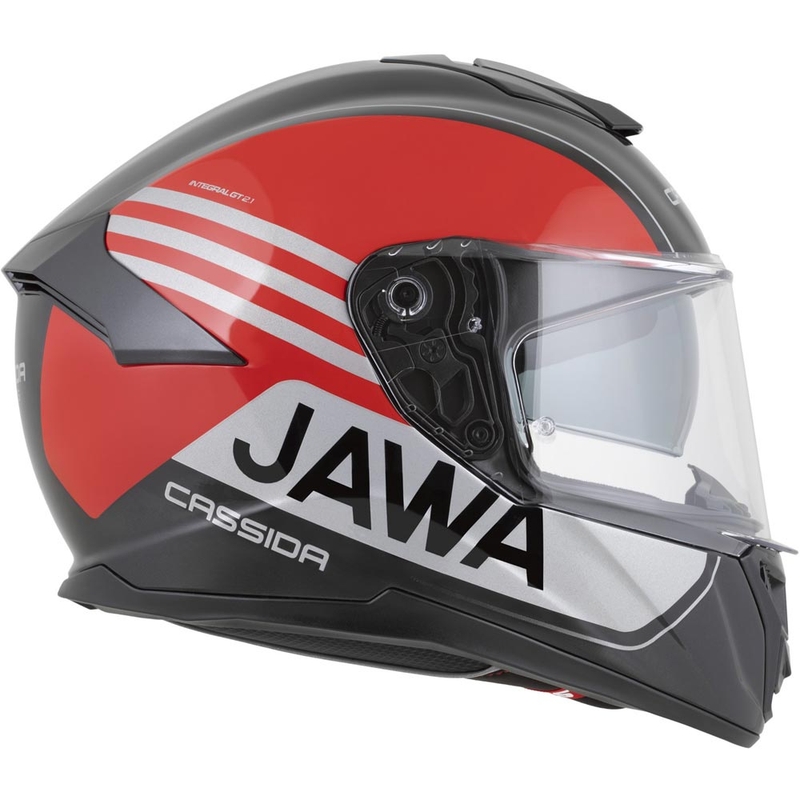 Cassida Integral GT 2.1 Jawa Sport -moottoripyöräkypärä, musta-helmenpunainen-hopea