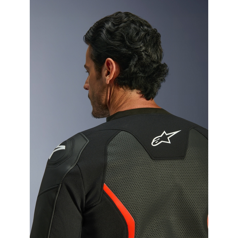 Alpinestars GP Force V2 Airflow nahkatakki musta-neonpuna-valkoinen