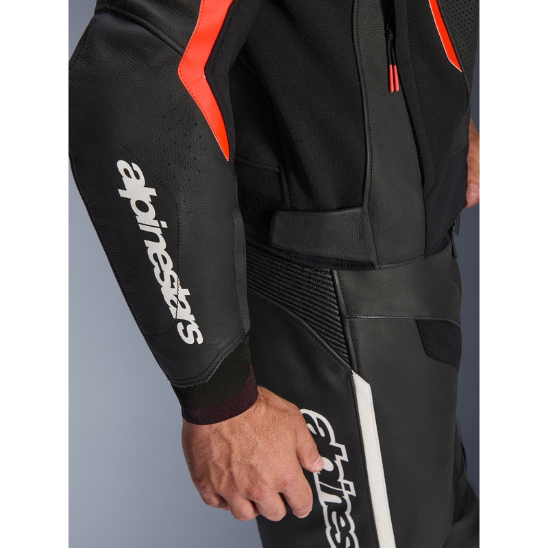 Alpinestars GP Force V2 Airflow nahkatakki musta-neonpuna-valkoinen
