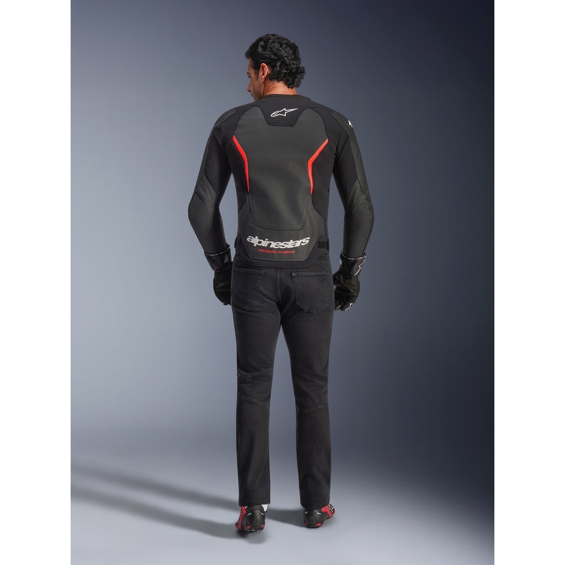 Alpinestars GP Force V2 Airflow nahkatakki musta-neonpuna-valkoinen