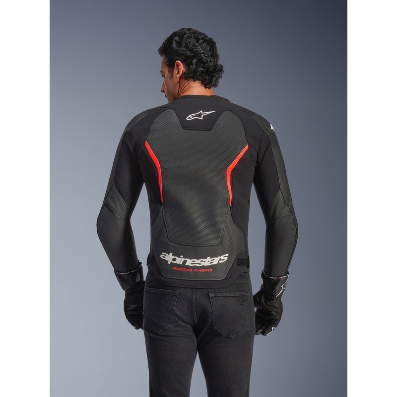 Alpinestars GP Force V2 Airflow nahkatakki musta-neonpuna-valkoinen