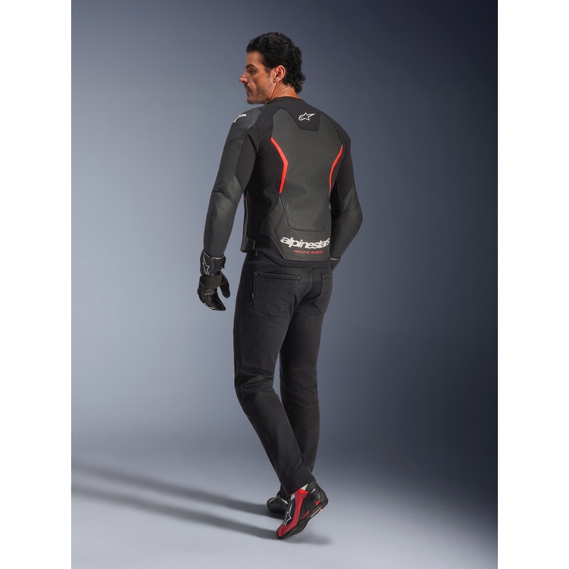 Alpinestars GP Force V2 Airflow nahkatakki musta-neonpuna-valkoinen