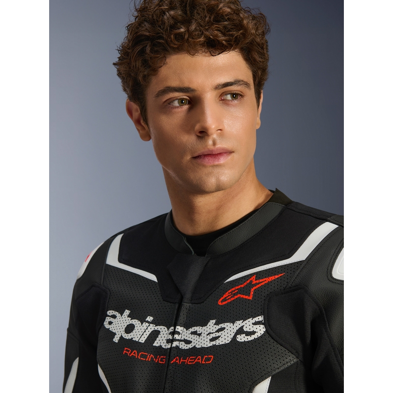 Alpinestars GP Force V2 Airflow nahkatakki musta-valkoinen