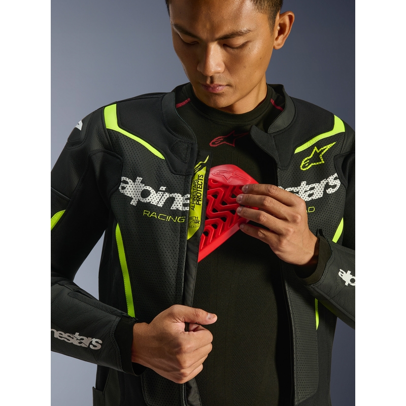Alpinestars GP Force V2 Airflow nahkatakki musta-keltainen