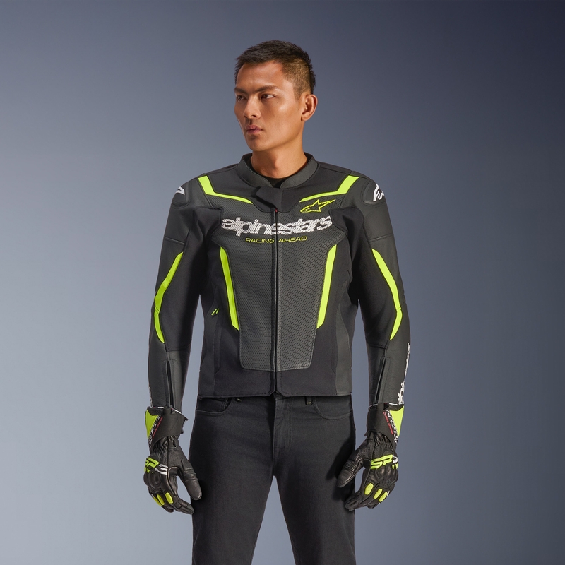 Alpinestars GP Force V2 Airflow nahkatakki musta-keltainen