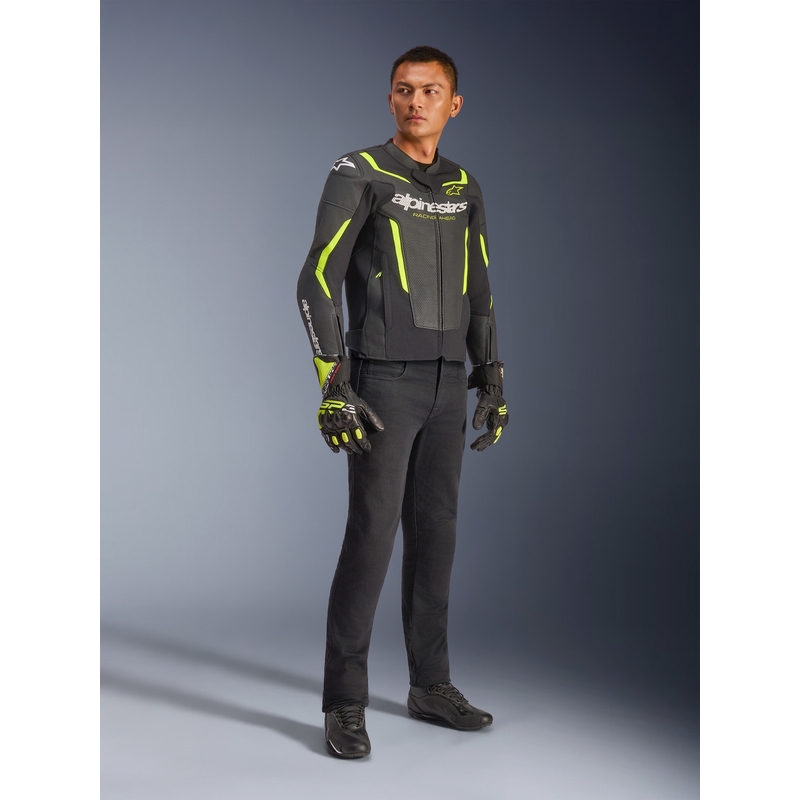 Alpinestars GP Force V2 Airflow nahkatakki musta-keltainen