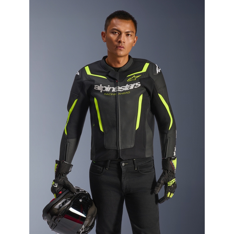 Alpinestars GP Force V2 Airflow nahkatakki musta-keltainen