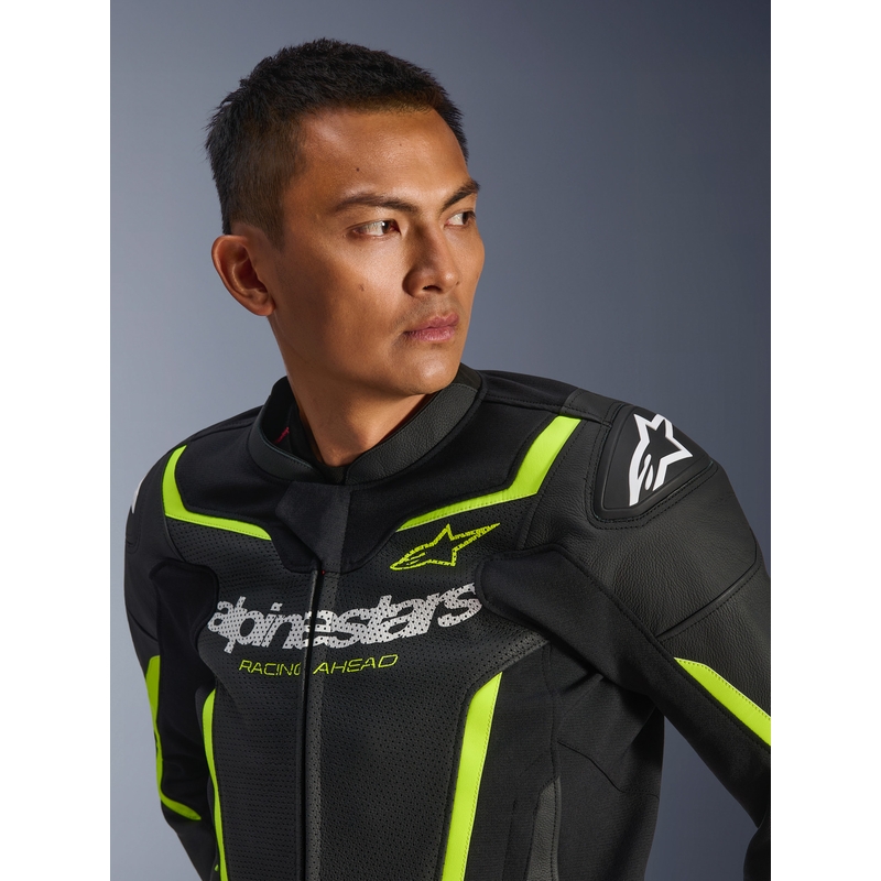 Alpinestars GP Force V2 Airflow nahkatakki musta-keltainen