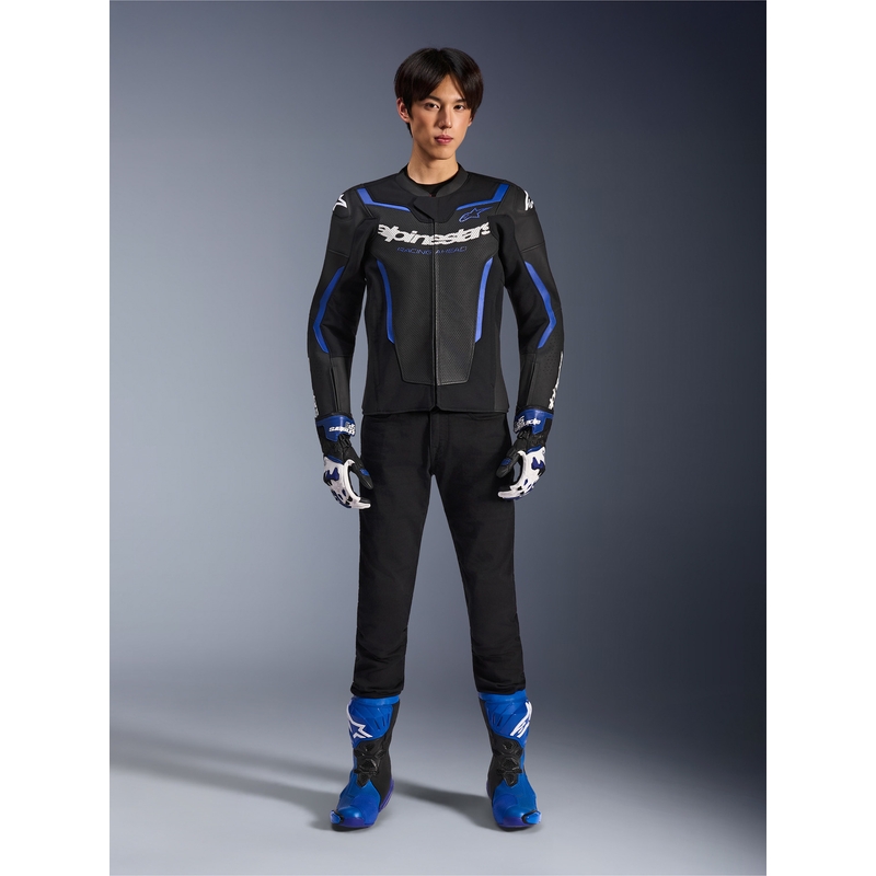 Alpinestars GP Force V2 Airflow nahkatakki musta-metallinsininen