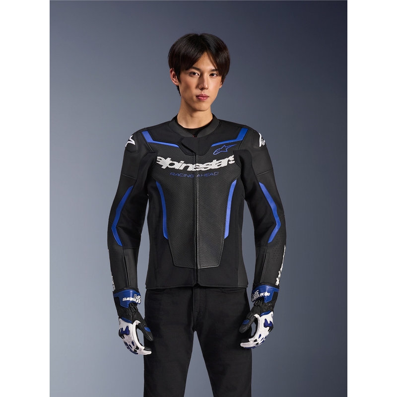 Alpinestars GP Force V2 Airflow nahkatakki musta-metallinsininen