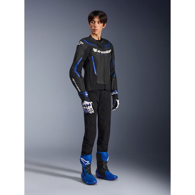 Alpinestars GP Force V2 Airflow nahkatakki musta-metallinsininen