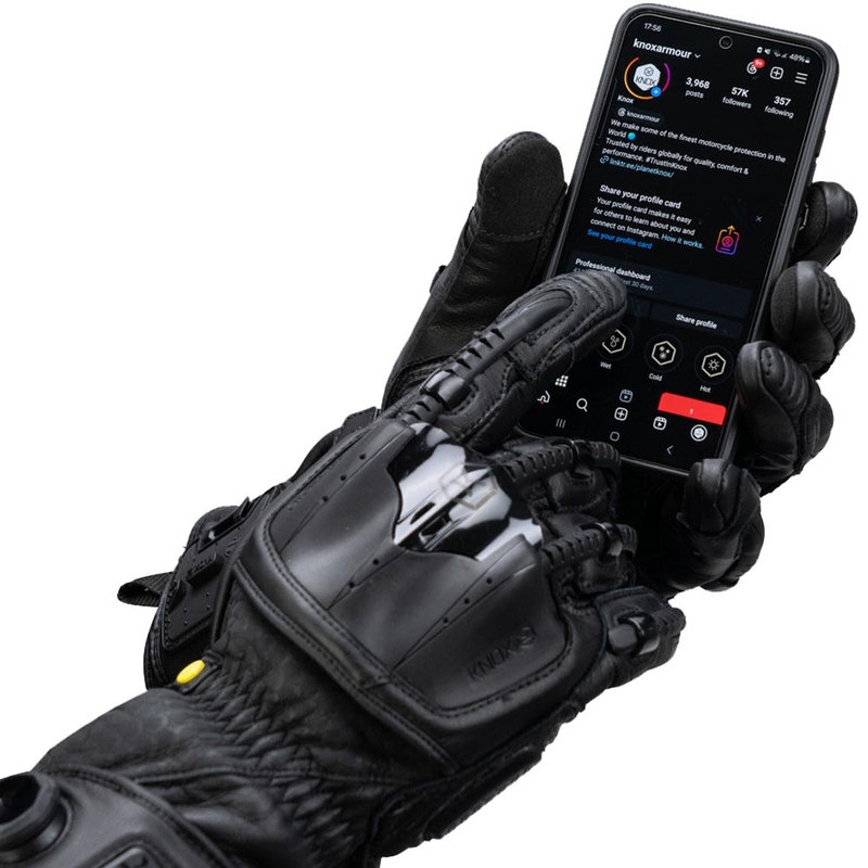 Knox Handroid All Black Mk5 Moottoripyörän Hanskat Musta