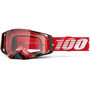Motocrosslasit, 100% Armega Red, kirkkaalla pleksilasilla