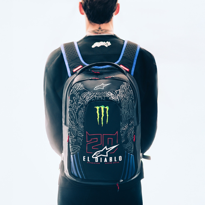 Alpinestars City Hunter V2 FQ20 Monster Collection Reppu Musta-Neonpunainen-Sinivihreä 22 L