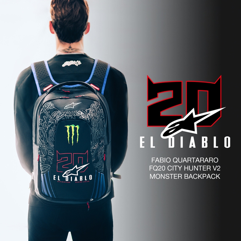 Alpinestars City Hunter V2 FQ20 Monster Collection Reppu Musta-Neonpunainen-Sinivihreä 22 L