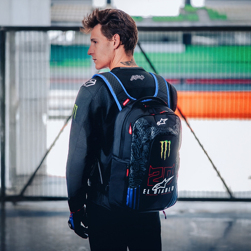 Alpinestars City Hunter V2 FQ20 Monster Collection Reppu Musta-Neonpunainen-Sinivihreä 22 L