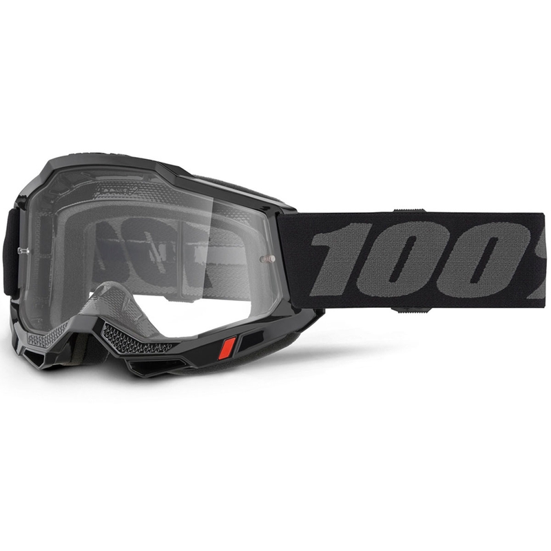 Motocrosslasit 100% ACCURI 2 OTG mustat kirkkaalla pleksilasilla