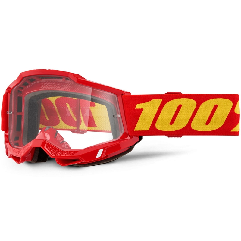 Motocrosslasit 100% ACCURI 2 OTG punaiset kirkkaalla pleksilasilla