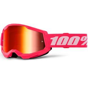 Motocrosslasit 100% STRATA 2 NEW pinkki punaisella pleksilasilla