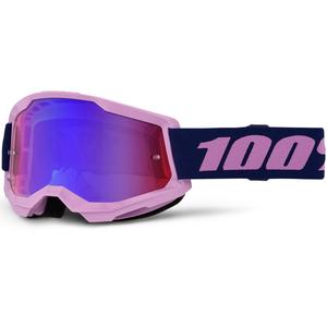 Motocrosslasit 100% STRATA 2 NEW violetit puna-sinisellä pleksilasilla