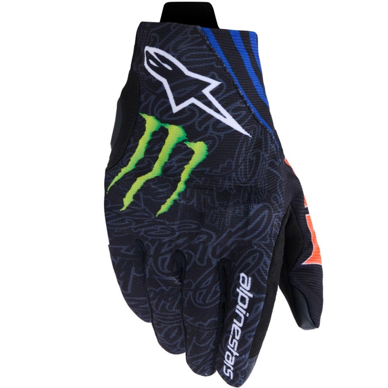 Alpinestars Reef V2 FQ20 moottoripyöräkäsineet, musta-neonpunainen-sinivihreä