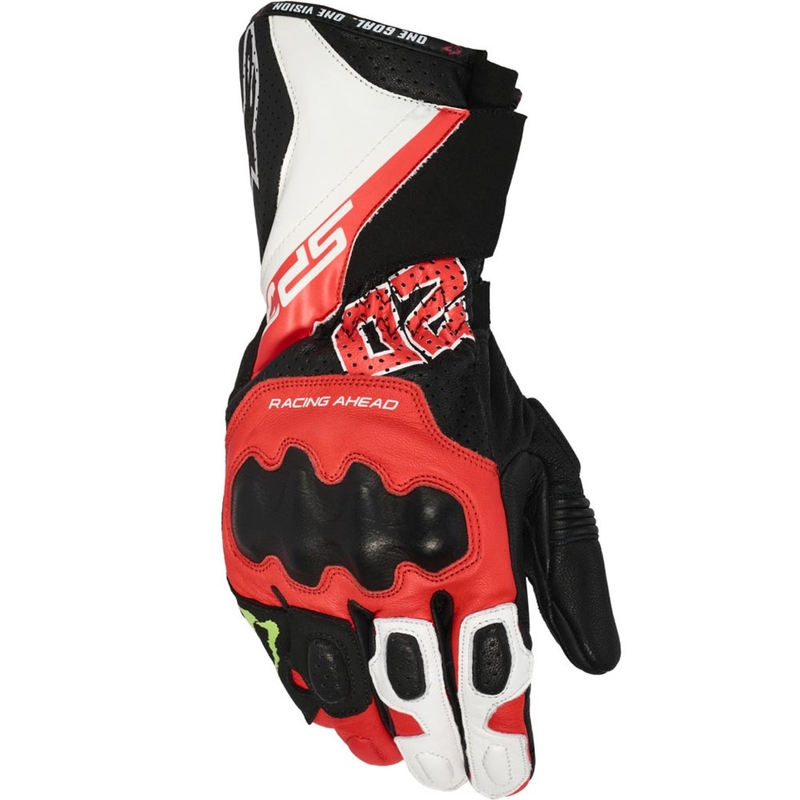 Alpinestars SP-3 FQ20 moottoripyöräkäsineet, musta-neonpuna-valkoinen