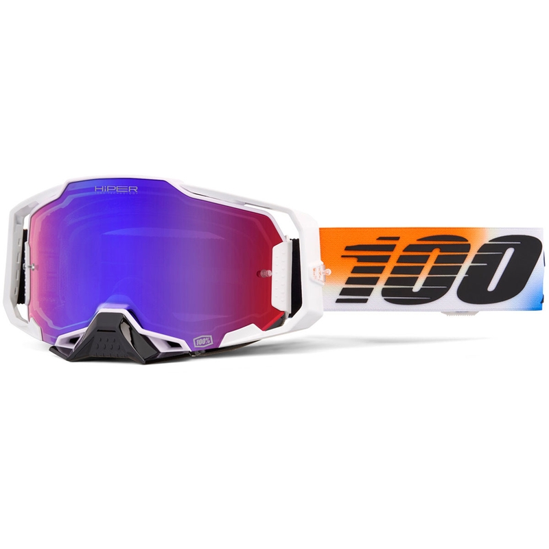 Motocrosslasit 100% ARMEGA HIPER UNITED puna-sinisellä HIPER-linssillä