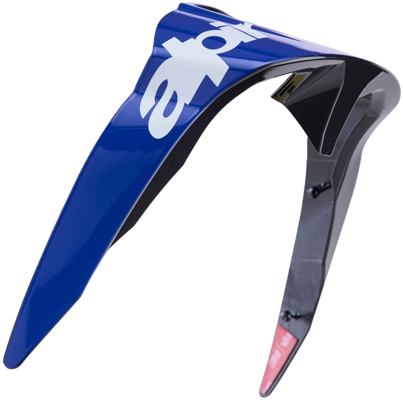 Aerodynaaminen spoileri Alpinestars Supertech R10 Arius -moottoripyöräkypärään, vakioprofiililla sini-valko-musta