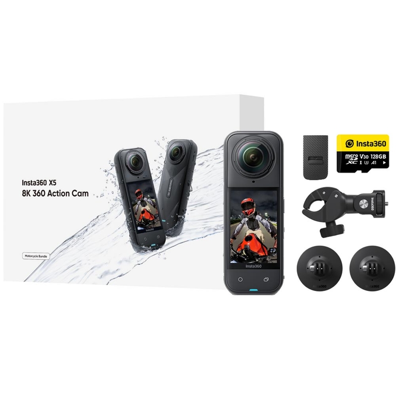 Insta360 X5 -moottoripyörän action-kamerapaketti, musta