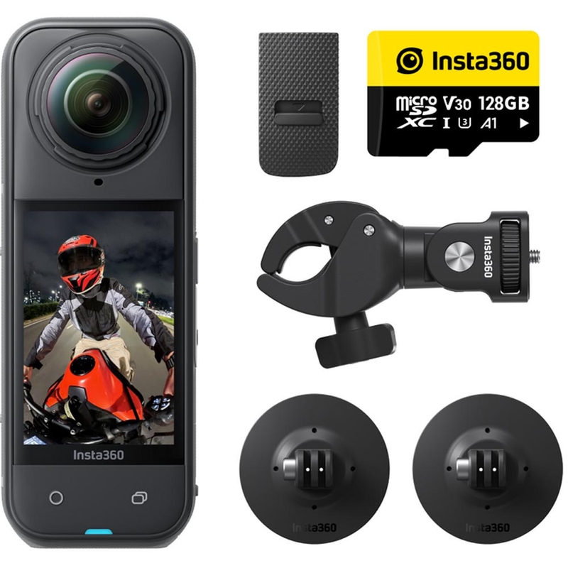 Insta360 X5 -moottoripyörän action-kamerapaketti, musta