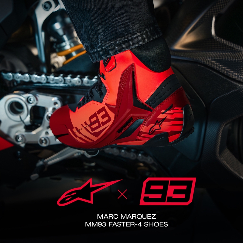 Alpinestars Faster-4 MM93 moottoripyöräsaappaat, fluo-mallisto, puna-puna-musta