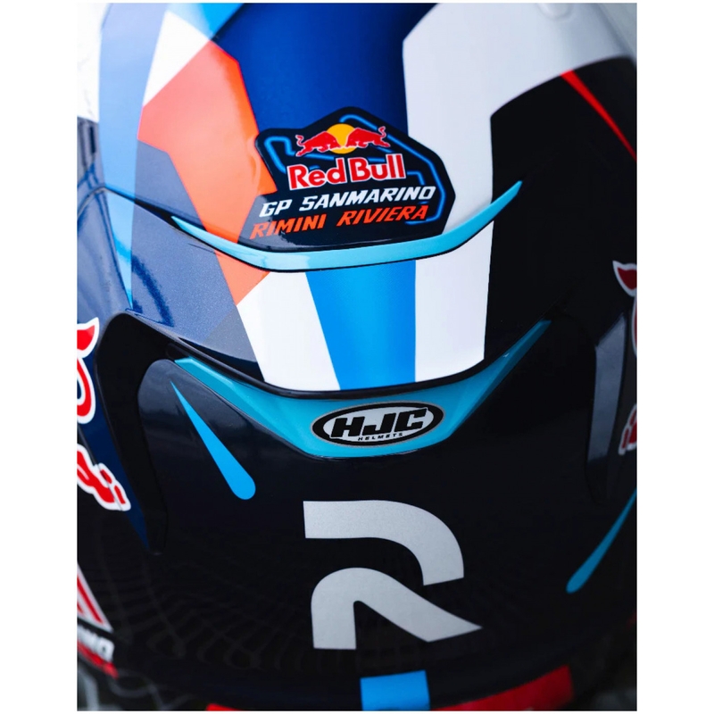 Kokokasvoinen moottoripyöräkypärä HJC RPHA 12 Red Bull Misano GP 2 MC21 sini-valko-punainen
