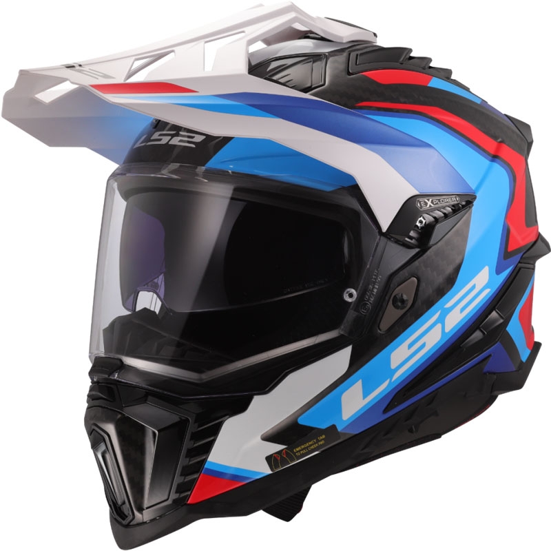 Enduro-moottoripyöräkypärä LS2 MX701 Explorer C Frontier II valko-sininen - 2. laatu - II. laatu