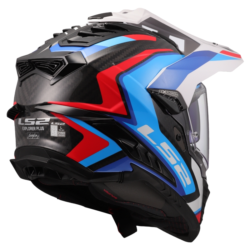 Enduro-moottoripyöräkypärä LS2 MX701 Explorer C Frontier II valko-sininen - 2. laatu - II. laatu