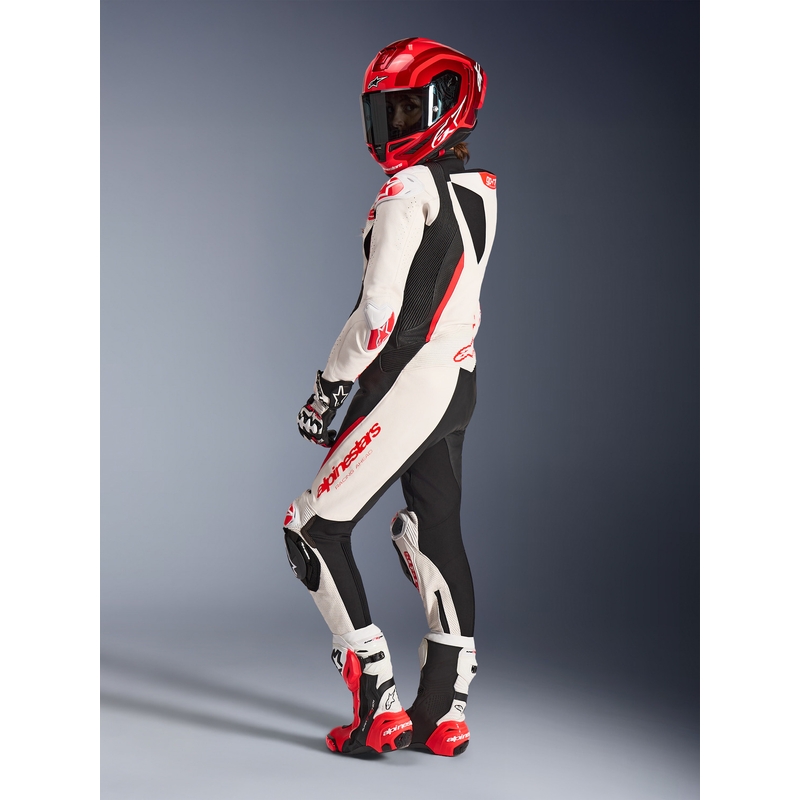 Naisten nahkainen moottoripyörähaalari Alpinestars Stella GP-R7 valkoinen-fluo punainen-musta