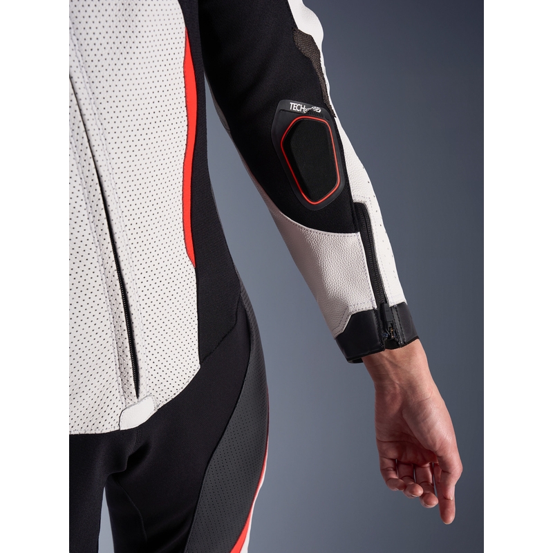 Naisten nahkainen moottoripyörähaalari Alpinestars Stella GP-R7 valkoinen-fluo punainen-musta