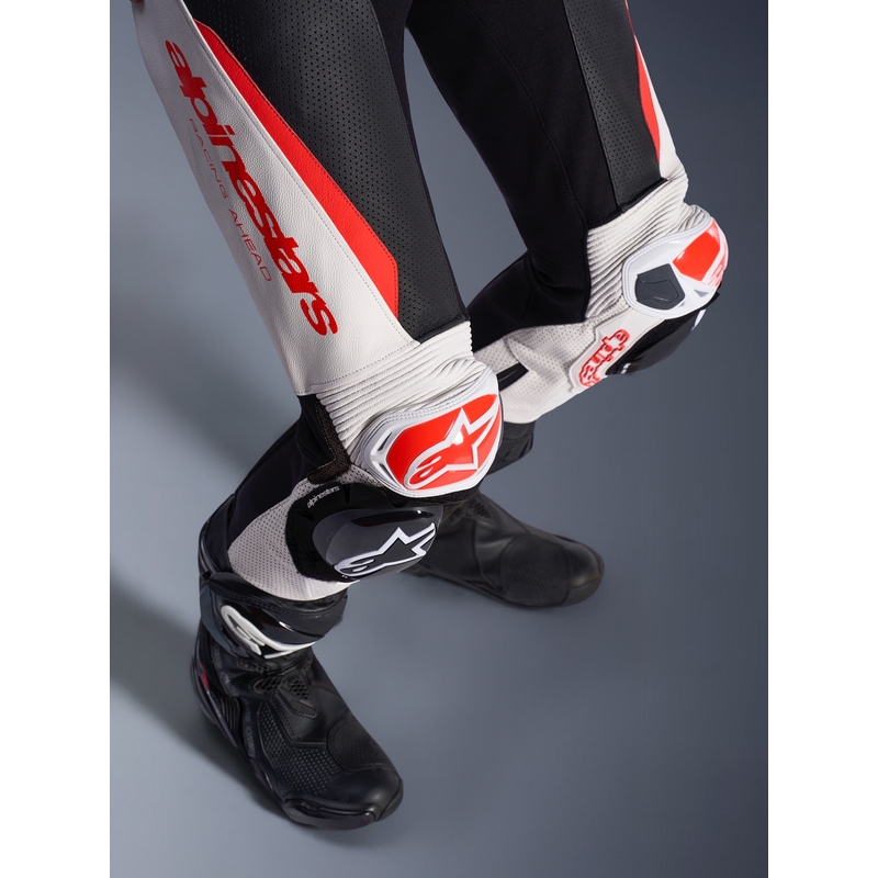 Naisten nahkainen moottoripyörähaalari Alpinestars Stella GP-R7 valkoinen-fluo punainen-musta