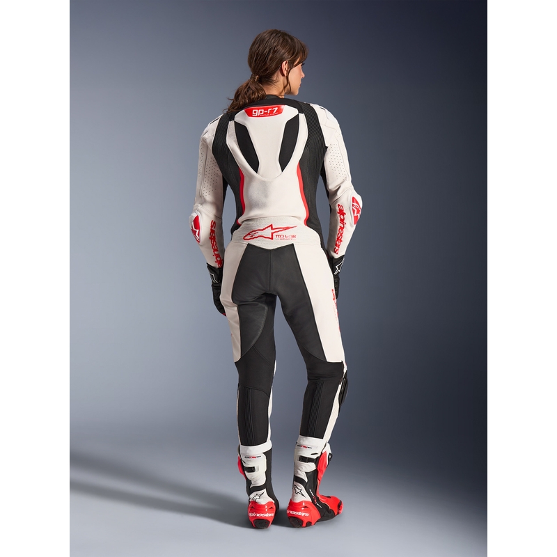 Naisten nahkainen moottoripyörähaalari Alpinestars Stella GP-R7 valkoinen-fluo punainen-musta