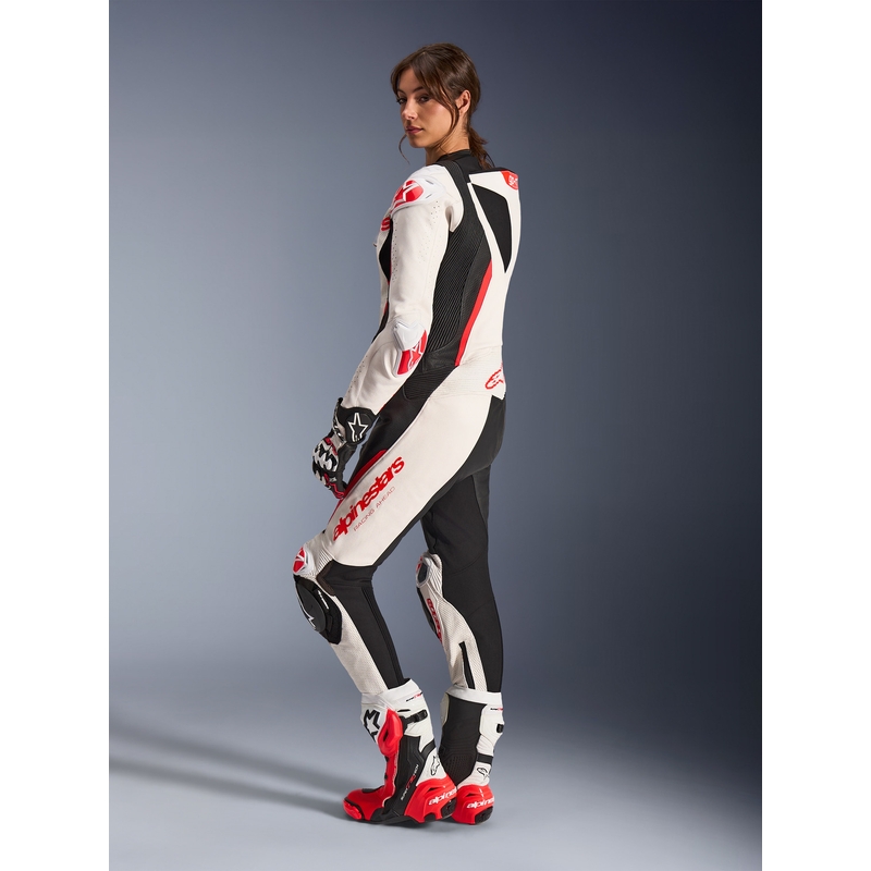 Naisten nahkainen moottoripyörähaalari Alpinestars Stella GP-R7 valkoinen-fluo punainen-musta