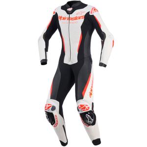 Naisten nahkainen moottoripyörähaalari Alpinestars Stella GP-R7 valkoinen-fluo punainen-musta