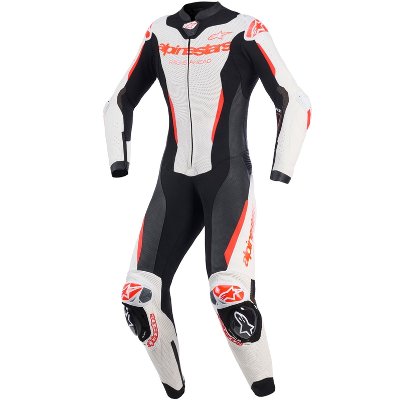 Naisten nahkainen moottoripyörähaalari Alpinestars Stella GP-R7 valkoinen-fluo punainen-musta