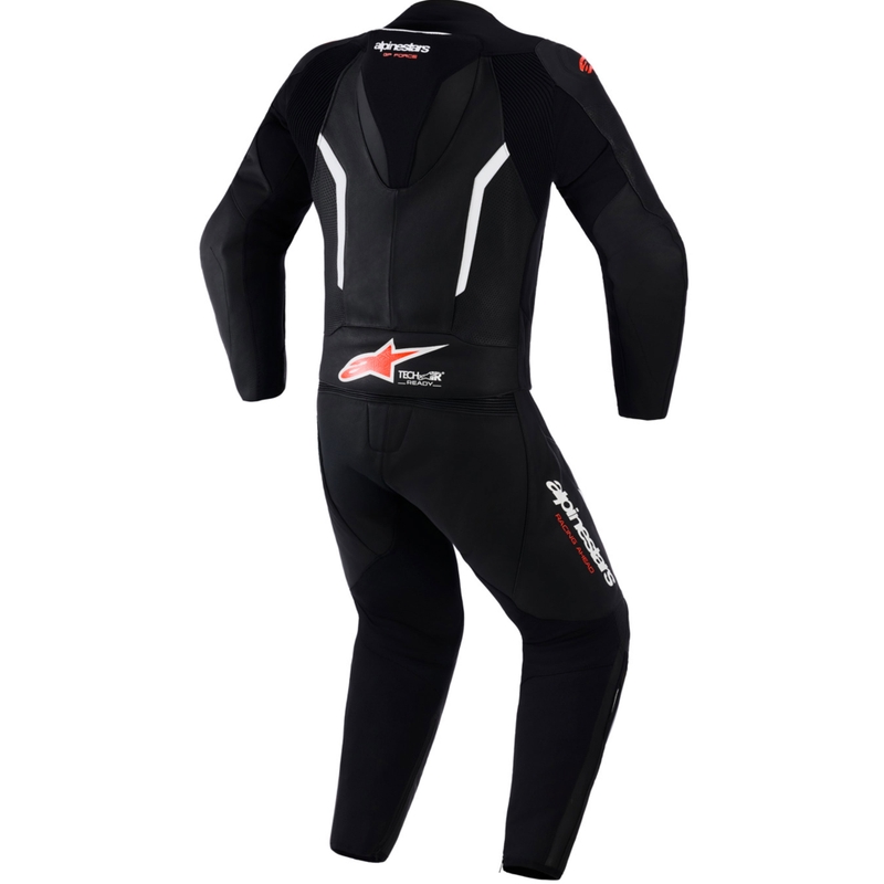 Alpinestars GP Force V2 kaksiosainen nahkapuku musta-valko-fluopunainen