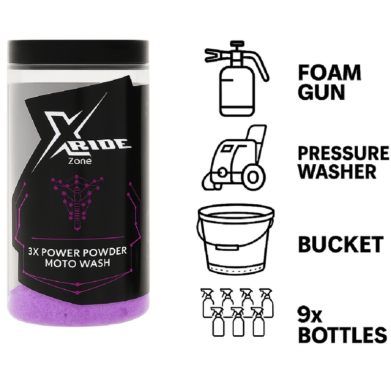 Jauhemainen moottoripyöräshampoo XzoneRide® Power Powder-Moto Wash 60 g