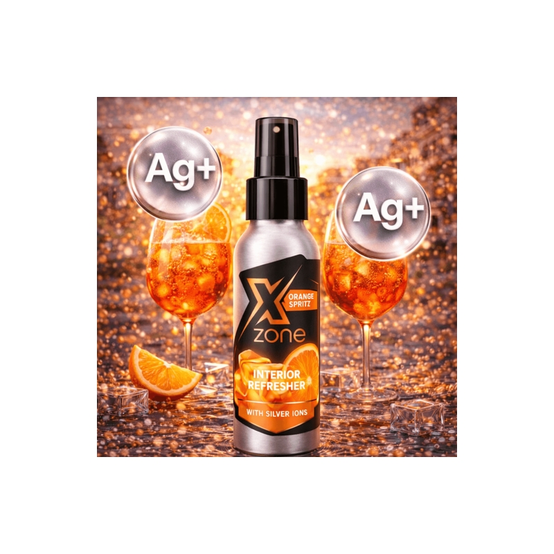 Xzone® Hopeaioneilla varustettu raikastaja Appelsiini-spray 100 ml